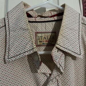 Italia vintage style Men's Cream and Red Patterned Shirt